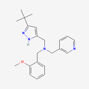 molecular formula C22H28N4O B3918378 N-[(3-tert-butyl-1H-pyrazol-5-yl)methyl]-N-[(2-methoxyphenyl)methyl]-1-pyridin-3-ylmethanamine 