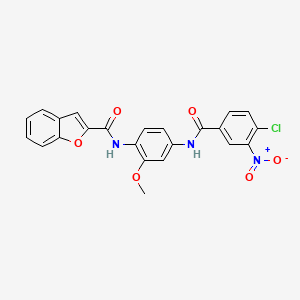 molecular formula C23H16ClN3O6 B3918583 N-[4-(4-Chloro-3-nitrobenzamido)-2-methoxyphenyl]-1-benzofuran-2-carboxamide 