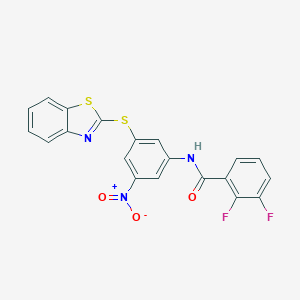 molecular formula C20H11F2N3O3S2 B391860 N-[3-(1,3-benzothiazol-2-ylsulfanyl)-5-nitrophenyl]-2,3-difluorobenzamide 