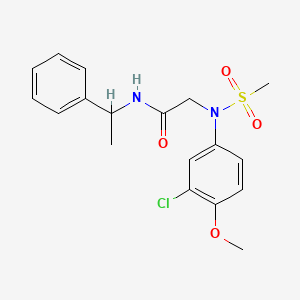 molecular formula C18H21ClN2O4S B3918603 N~2~-(3-chloro-4-methoxyphenyl)-N~2~-(methylsulfonyl)-N-(1-phenylethyl)glycinamide 
