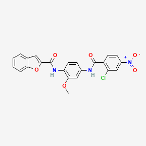 molecular formula C23H16ClN3O6 B3918637 N-[4-(2-Chloro-4-nitrobenzamido)-2-methoxyphenyl]-1-benzofuran-2-carboxamide 