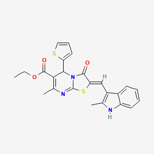 molecular formula C24H21N3O3S2 B3918682 ethyl (2Z)-7-methyl-2-[(2-methyl-1H-indol-3-yl)methylidene]-3-oxo-5-thiophen-2-yl-5H-[1,3]thiazolo[3,2-a]pyrimidine-6-carboxylate 