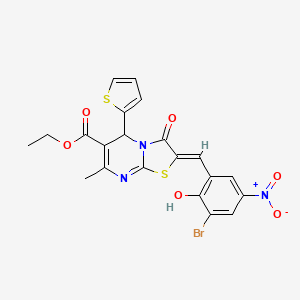 molecular formula C21H16BrN3O6S2 B3918787 ethyl (2Z)-2-[(3-bromo-2-hydroxy-5-nitrophenyl)methylidene]-7-methyl-3-oxo-5-thiophen-2-yl-5H-[1,3]thiazolo[3,2-a]pyrimidine-6-carboxylate 