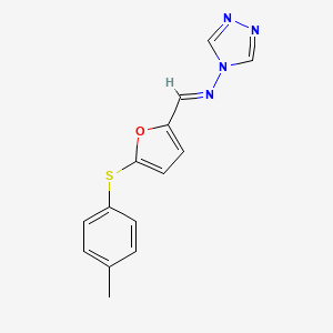 molecular formula C14H12N4OS B3918793 N-[(E)-{5-[(4-methylphenyl)sulfanyl]furan-2-yl}methylidene]-4H-1,2,4-triazol-4-amine CAS No. 6194-67-8