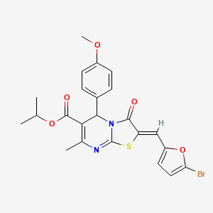 molecular formula C23H21BrN2O5S B3918819 propan-2-yl (2Z)-2-[(5-bromofuran-2-yl)methylidene]-5-(4-methoxyphenyl)-7-methyl-3-oxo-2,3-dihydro-5H-[1,3]thiazolo[3,2-a]pyrimidine-6-carboxylate CAS No. 6195-19-3