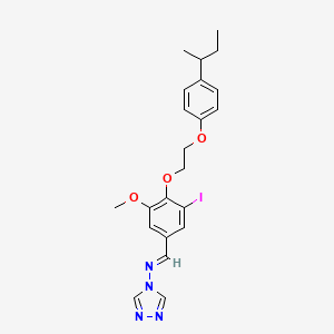 molecular formula C22H25IN4O3 B3918935 N-[(E)-(4-{2-[4-(butan-2-yl)phenoxy]ethoxy}-3-iodo-5-methoxyphenyl)methylidene]-4H-1,2,4-triazol-4-amine 