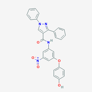 molecular formula C28H20N4O5 B391898 N-[3-(4-hydroxyphenoxy)-5-nitrophenyl]-1,3-diphenyl-1H-pyrazole-4-carboxamide 