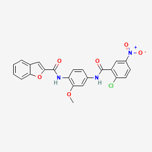 molecular formula C23H16ClN3O6 B3919135 N-[4-(2-Chloro-5-nitrobenzamido)-2-methoxyphenyl]-1-benzofuran-2-carboxamide 
