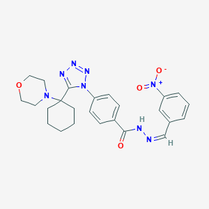 molecular formula C25H28N8O4 B391916 N'-{3-nitrobenzylidene}-4-{5-[1-(4-morpholinyl)cyclohexyl]-1H-tetraazol-1-yl}benzohydrazide 