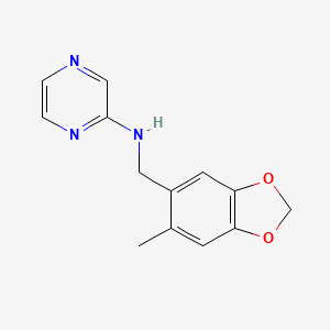 molecular formula C13H13N3O2 B3919237 N-[(6-methyl-1,3-benzodioxol-5-yl)methyl]pyrazin-2-amine 