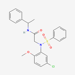 molecular formula C23H23ClN2O4S B3919316 N~2~-(5-chloro-2-methoxyphenyl)-N-(1-phenylethyl)-N~2~-(phenylsulfonyl)glycinamide 