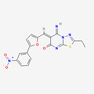 molecular formula C18H13N5O4S B3919940 (6Z)-2-ethyl-5-imino-6-{[5-(3-nitrophenyl)furan-2-yl]methylidene}-5,6-dihydro-7H-[1,3,4]thiadiazolo[3,2-a]pyrimidin-7-one 