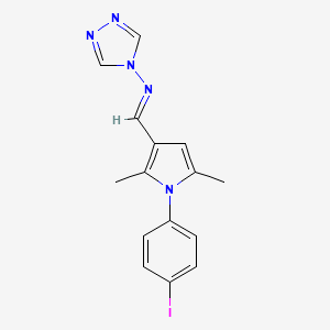 molecular formula C15H14IN5 B3920047 N-{(E)-[1-(4-iodophenyl)-2,5-dimethyl-1H-pyrrol-3-yl]methylidene}-4H-1,2,4-triazol-4-amine 