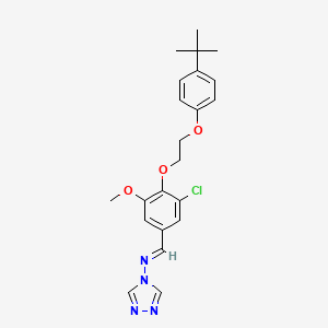 molecular formula C22H25ClN4O3 B3920091 N-[(E)-{4-[2-(4-tert-butylphenoxy)ethoxy]-3-chloro-5-methoxyphenyl}methylidene]-4H-1,2,4-triazol-4-amine 