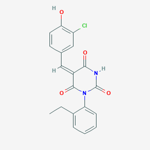 molecular formula C19H15ClN2O4 B3920112 (5E)-5-[(3-chloro-4-hydroxyphenyl)methylidene]-1-(2-ethylphenyl)-1,3-diazinane-2,4,6-trione 
