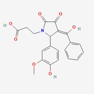 molecular formula C21H19NO7 B3920185 3-[(3Z)-2-(4-hydroxy-3-methoxyphenyl)-3-[hydroxy(phenyl)methylidene]-4,5-dioxopyrrolidin-1-yl]propanoic acid 