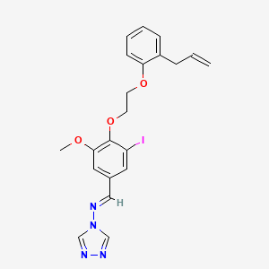 molecular formula C21H21IN4O3 B3920220 N-[(E)-(3-iodo-5-methoxy-4-{2-[2-(prop-2-en-1-yl)phenoxy]ethoxy}phenyl)methylidene]-4H-1,2,4-triazol-4-amine 