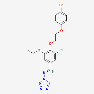 molecular formula C19H18BrClN4O3 B3920226 N-[(E)-{4-[2-(4-bromophenoxy)ethoxy]-3-chloro-5-ethoxyphenyl}methylidene]-4H-1,2,4-triazol-4-amine 