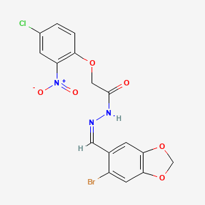 molecular formula C16H11BrClN3O6 B3920378 N-[(Z)-(6-bromo-1,3-benzodioxol-5-yl)methylideneamino]-2-(4-chloro-2-nitrophenoxy)acetamide 