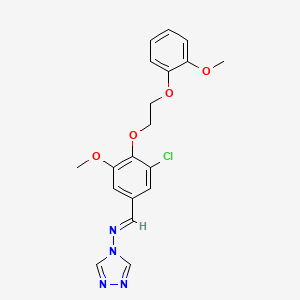 molecular formula C19H19ClN4O4 B3920432 N-{3-chloro-5-methoxy-4-[2-(2-methoxyphenoxy)ethoxy]benzylidene}-4H-1,2,4-triazol-4-amine 