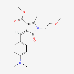 molecular formula C19H24N2O4 B3920531 METHYL (4Z)-4-{[4-(DIMETHYLAMINO)PHENYL]METHYLIDENE}-1-(2-METHOXYETHYL)-2-METHYL-5-OXO-4,5-DIHYDRO-1H-PYRROLE-3-CARBOXYLATE 