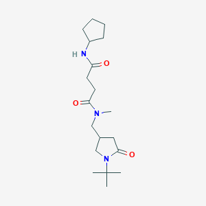 molecular formula C19H33N3O3 B3920558 N-[(1-tert-butyl-5-oxopyrrolidin-3-yl)methyl]-N'-cyclopentyl-N-methylsuccinamide 