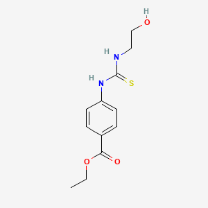 molecular formula C12H16N2O3S B3920690 ETHYL 4-({[(2-HYDROXYETHYL)AMINO]CARBOTHIOYL}AMINO)BENZOATE 