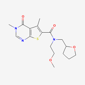 molecular formula C17H23N3O4S B3920761 N-(2-methoxyethyl)-3,5-dimethyl-4-oxo-N-(tetrahydrofuran-2-ylmethyl)-3,4-dihydrothieno[2,3-d]pyrimidine-6-carboxamide 