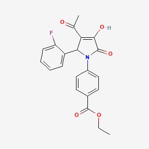 molecular formula C21H18FNO5 B3920822 ethyl 4-[3-acetyl-2-(2-fluorophenyl)-4-hydroxy-5-oxo-2,5-dihydro-1H-pyrrol-1-yl]benzoate 