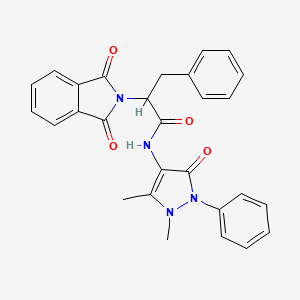molecular formula C28H24N4O4 B3920904 N-(1,5-dimethyl-3-oxo-2-phenyl-2,3-dihydro-1H-pyrazol-4-yl)-2-(1,3-dioxo-1,3-dihydro-2H-isoindol-2-yl)-3-phenylpropanamide CAS No. 81217-05-2