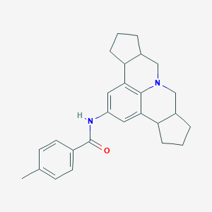 molecular formula C26H30N2O B392096 N-(3b,4,5,6,6a,7,9,9a,10,11,12,12a-dodecahydrocyclopenta[c]cyclopenta[4,5]pyrido[3,2,1-ij]quinolin-2-yl)-4-methylbenzamide 