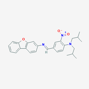 molecular formula C27H29N3O3 B392097 N-dibenzo[b,d]furan-3-yl-N-{(E)-1-[4-(diisobutylamino)-3-nitrophenyl]methylidene}amine 