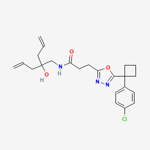 molecular formula C23H28ClN3O3 B3921175 N-(2-allyl-2-hydroxy-4-penten-1-yl)-3-{5-[1-(4-chlorophenyl)cyclobutyl]-1,3,4-oxadiazol-2-yl}propanamide 