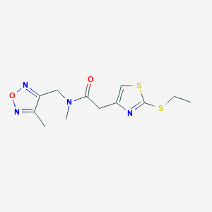 molecular formula C12H16N4O2S2 B3921198 2-[2-(ethylthio)-1,3-thiazol-4-yl]-N-methyl-N-[(4-methyl-1,2,5-oxadiazol-3-yl)methyl]acetamide 