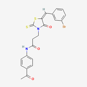 molecular formula C21H17BrN2O3S2 B3921209 N-(4-acetylphenyl)-3-[5-(3-bromobenzylidene)-4-oxo-2-thioxo-1,3-thiazolidin-3-yl]propanamide 