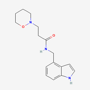 molecular formula C16H21N3O2 B3921334 N-(1H-indol-4-ylmethyl)-3-(1,2-oxazinan-2-yl)propanamide 