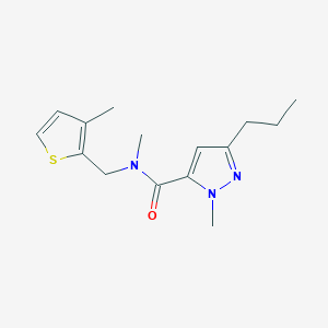 molecular formula C15H21N3OS B3921349 N,1-dimethyl-N-[(3-methyl-2-thienyl)methyl]-3-propyl-1H-pyrazole-5-carboxamide 