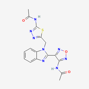 molecular formula C16H14N8O3S B3921435 N-(4-{1-[(5-ACETAMIDO-1,3,4-THIADIAZOL-2-YL)METHYL]-1H-1,3-BENZODIAZOL-2-YL}-1,2,5-OXADIAZOL-3-YL)ACETAMIDE 