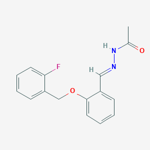 molecular formula C16H15FN2O2 B3921546 N'-[(E)-{2-[(2-fluorobenzyl)oxy]phenyl}methylidene]acetohydrazide 