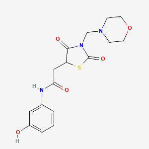 molecular formula C16H19N3O5S B3921794 N-(3-hydroxyphenyl)-2-[3-(morpholin-4-ylmethyl)-2,4-dioxo-1,3-thiazolidin-5-yl]acetamide 