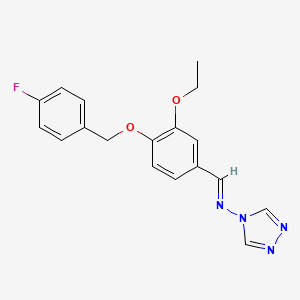 molecular formula C18H17FN4O2 B3921799 N-{3-ethoxy-4-[(4-fluorobenzyl)oxy]benzylidene}-4H-1,2,4-triazol-4-amine 