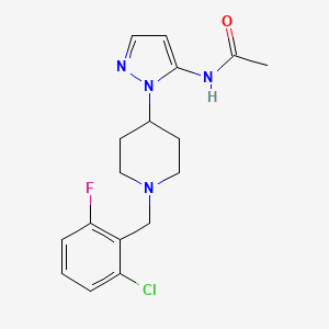 molecular formula C17H20ClFN4O B3921843 N-[2-[1-[(2-chloro-6-fluorophenyl)methyl]piperidin-4-yl]pyrazol-3-yl]acetamide 