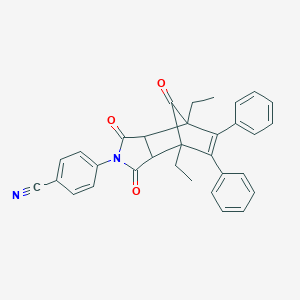 molecular formula C32H26N2O3 B392193 4-(4,7-diethyl-1,3,8-trioxo-5,6-diphenyl-1,3,3a,4,7,7a-hexahydro-2H-4,7-methanoisoindol-2-yl)benzonitrile 