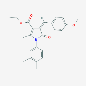 molecular formula C24H25NO4 B392195 ETHYL (4Z)-1-(3,4-DIMETHYLPHENYL)-4-[(4-METHOXYPHENYL)METHYLIDENE]-2-METHYL-5-OXO-4,5-DIHYDRO-1H-PYRROLE-3-CARBOXYLATE 