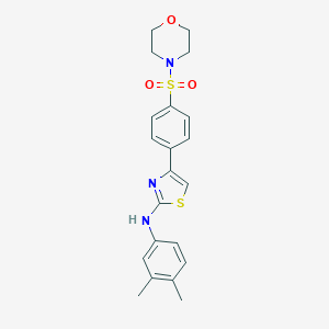 molecular formula C21H23N3O3S2 B392251 N-(3,4-DIMETHYLPHENYL)-4-[4-(MORPHOLINE-4-SULFONYL)PHENYL]-1,3-THIAZOL-2-AMINE 