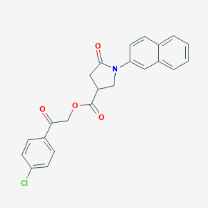 molecular formula C23H18ClNO4 B392259 2-(4-Chlorophenyl)-2-oxoethyl 1-(2-naphthyl)-5-oxo-3-pyrrolidinecarboxylate 