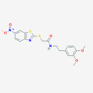 N-[2-(3,4-dimethoxyphenyl)ethyl]-2-({6-nitro-1,3-benzothiazol-2-yl}sulfanyl)acetamide