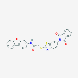molecular formula C29H17N3O4S2 B392291 N-(dibenzo[b,d]furan-3-yl)-2-{[6-(1,3-dioxo-1,3-dihydro-2H-isoindol-2-yl)-1,3-benzothiazol-2-yl]sulfanyl}acetamide CAS No. 312287-02-8