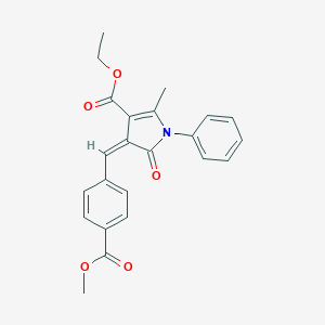 molecular formula C23H21NO5 B392294 ETHYL (4Z)-4-{[4-(METHOXYCARBONYL)PHENYL]METHYLIDENE}-2-METHYL-5-OXO-1-PHENYL-4,5-DIHYDRO-1H-PYRROLE-3-CARBOXYLATE 