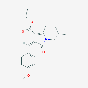 molecular formula C20H25NO4 B392314 ETHYL (4Z)-4-[(4-METHOXYPHENYL)METHYLIDENE]-2-METHYL-1-(2-METHYLPROPYL)-5-OXO-4,5-DIHYDRO-1H-PYRROLE-3-CARBOXYLATE 